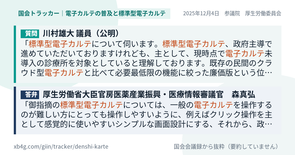質問と答弁のカード