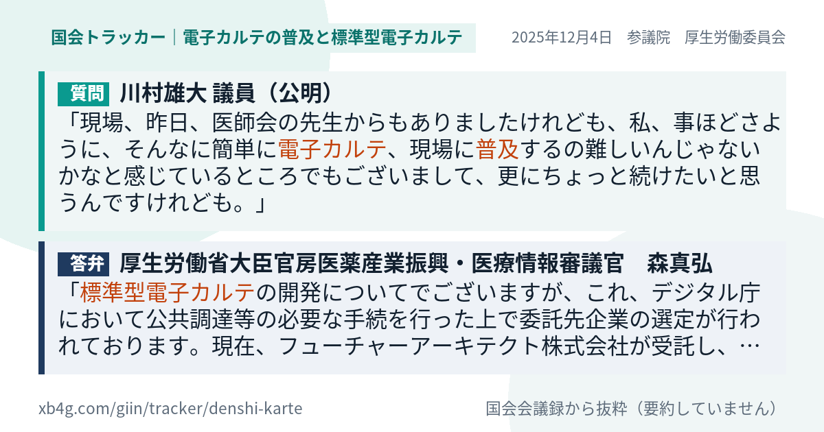 質問と答弁のカード