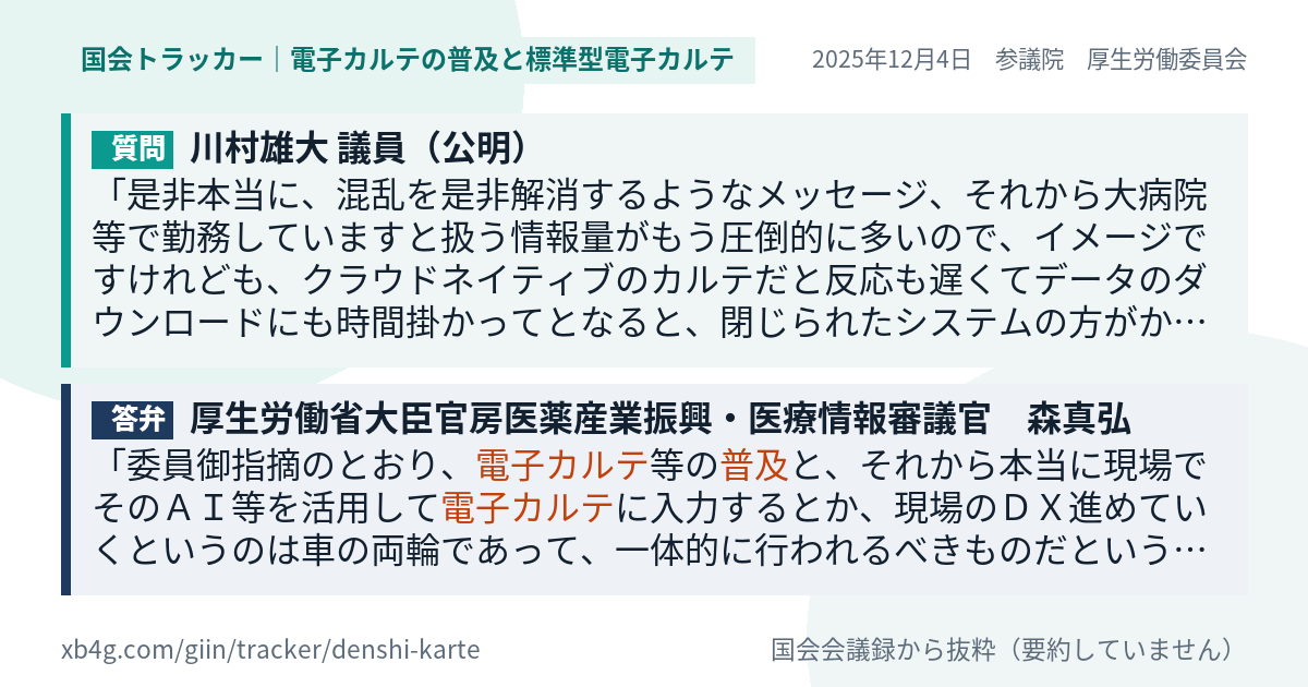 質問と答弁のカード