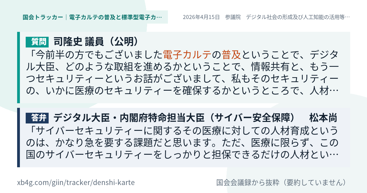 質問と答弁のカード