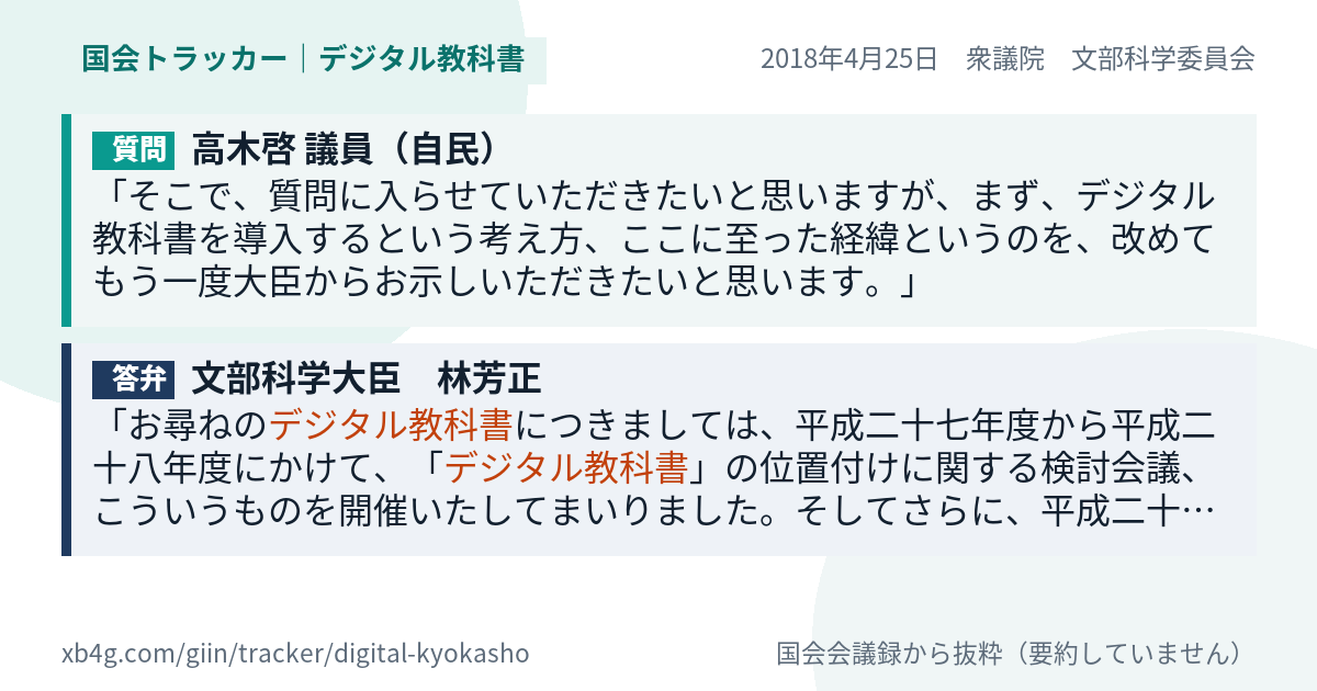 質問と答弁のカード