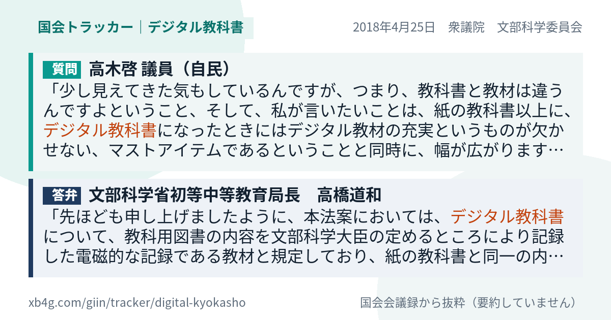 質問と答弁のカード