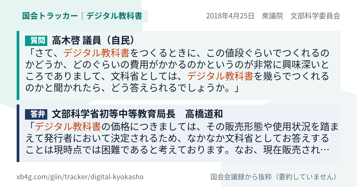 質問と答弁のカード