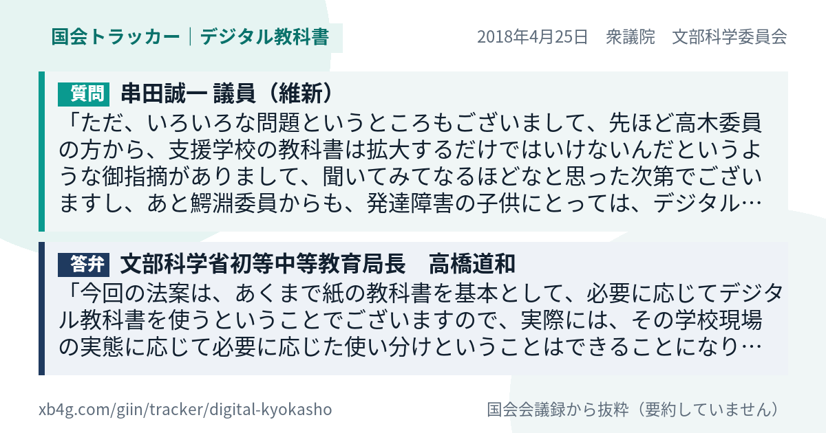 質問と答弁のカード