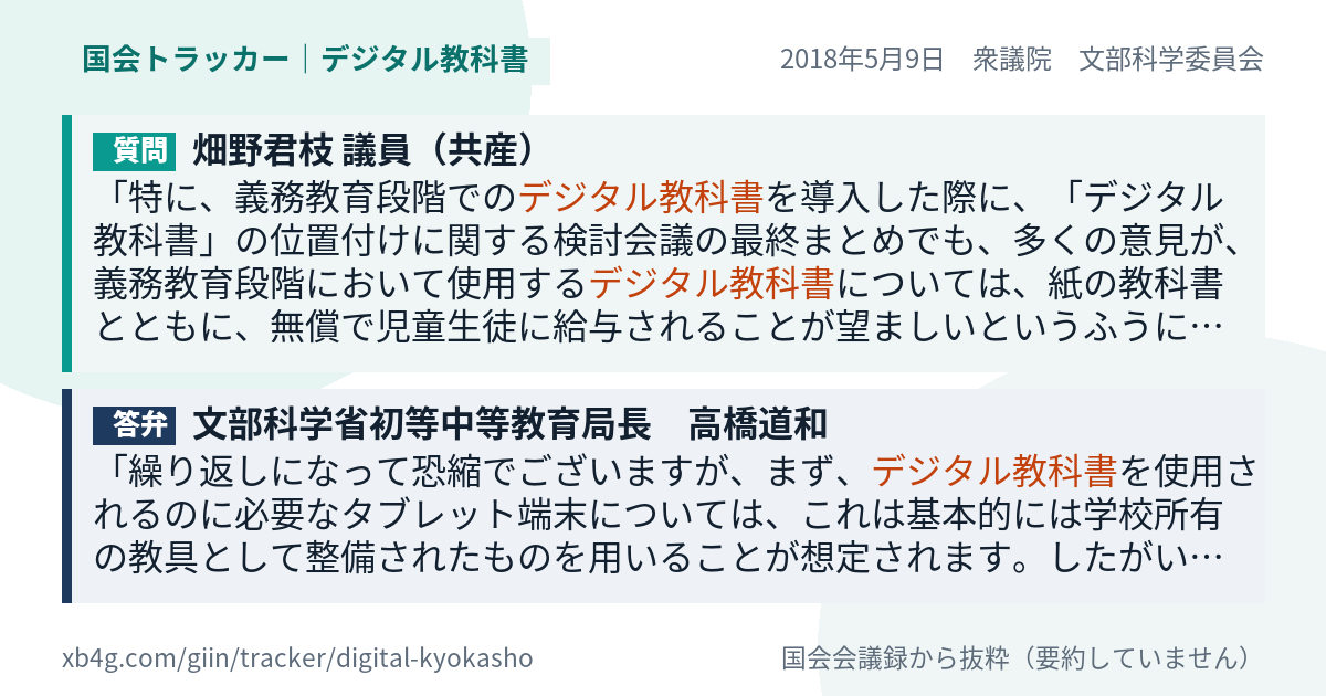 質問と答弁のカード