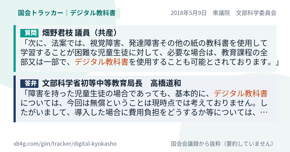 質問と答弁のカード