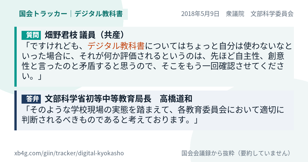質問と答弁のカード