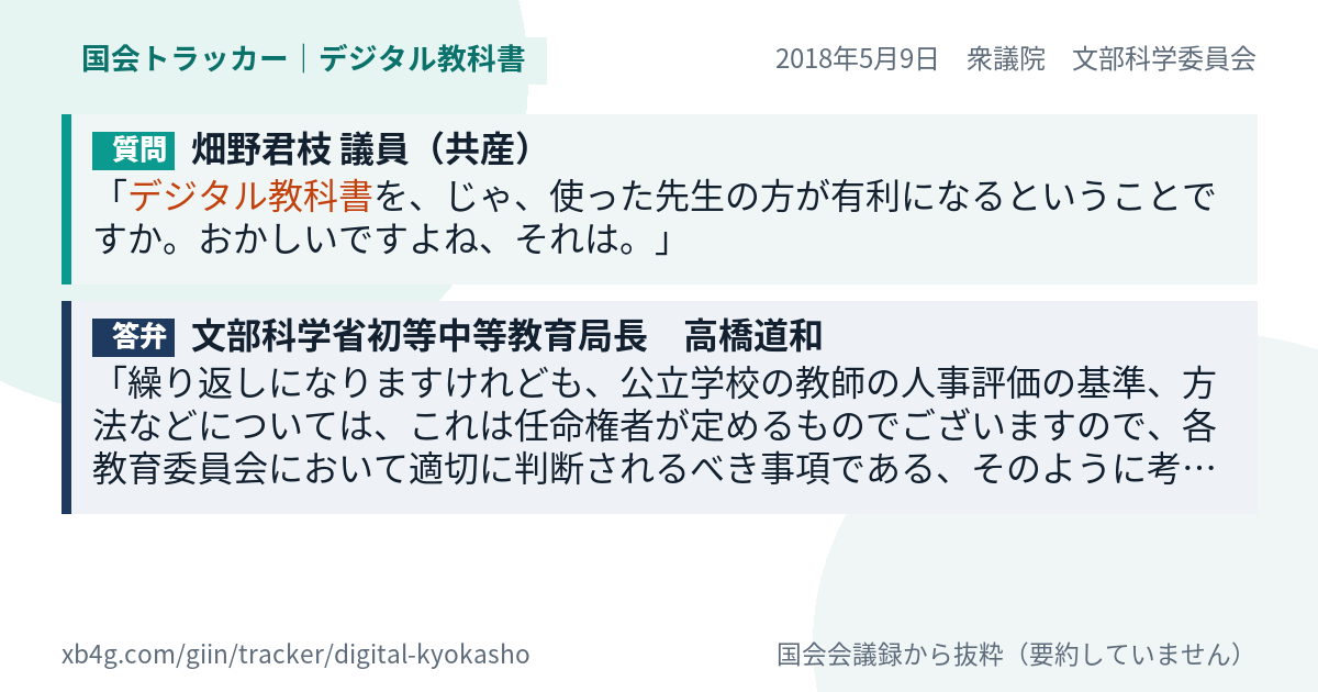 質問と答弁のカード