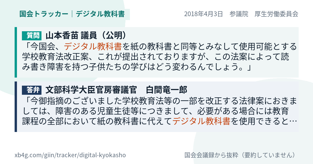 質問と答弁のカード