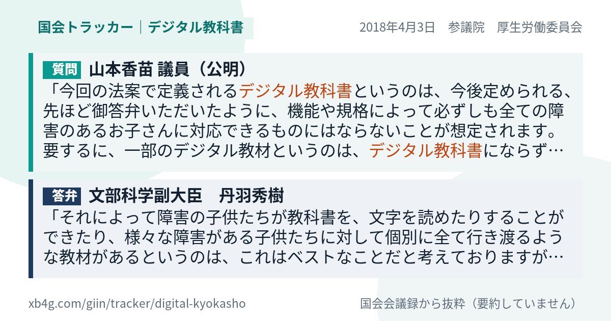 質問と答弁のカード