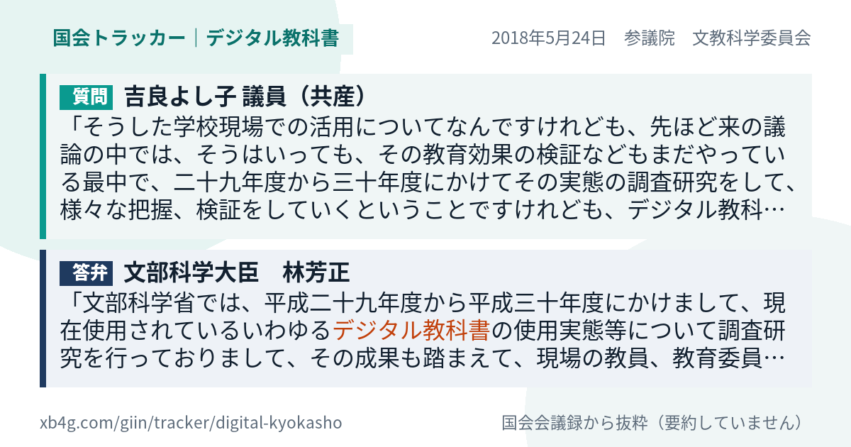 質問と答弁のカード