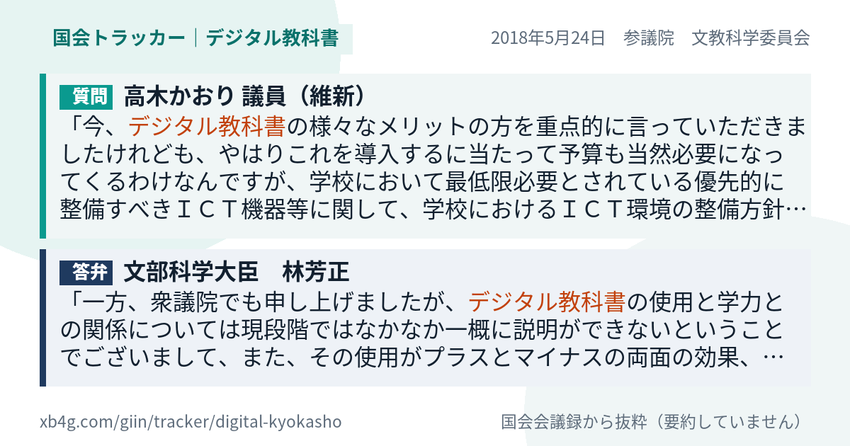質問と答弁のカード