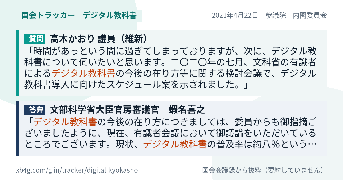 質問と答弁のカード