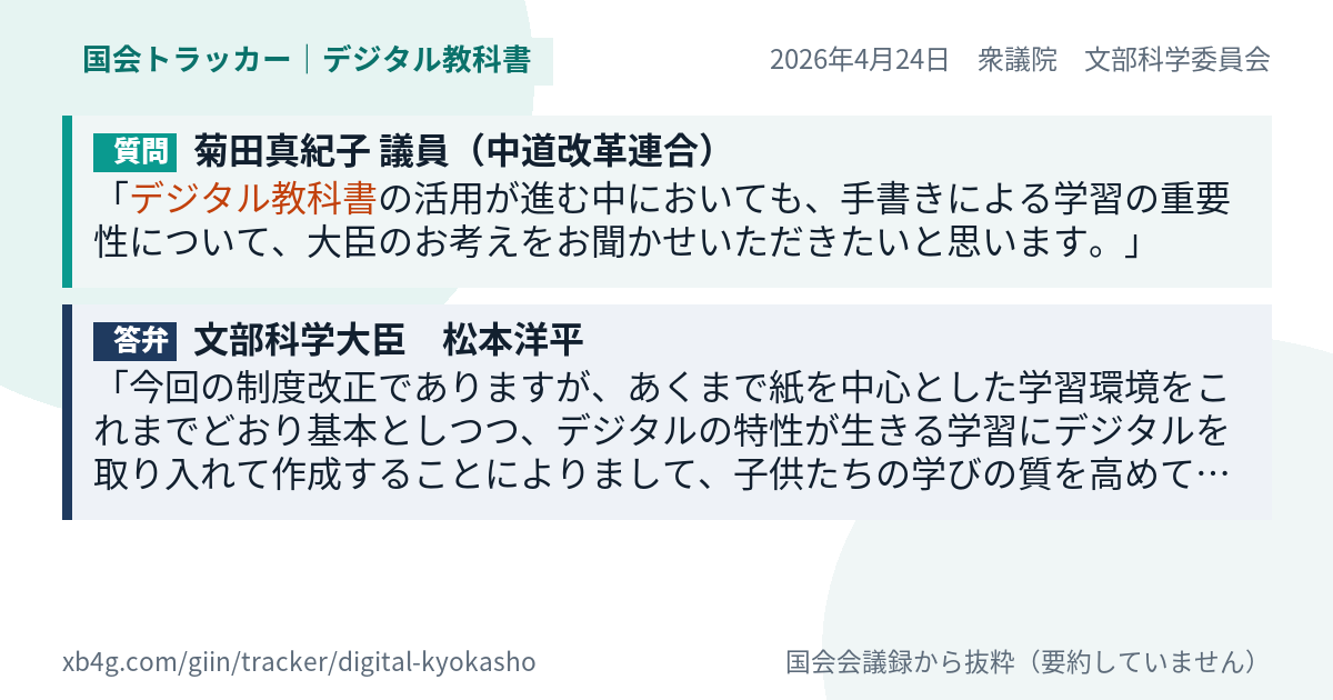 質問と答弁のカード