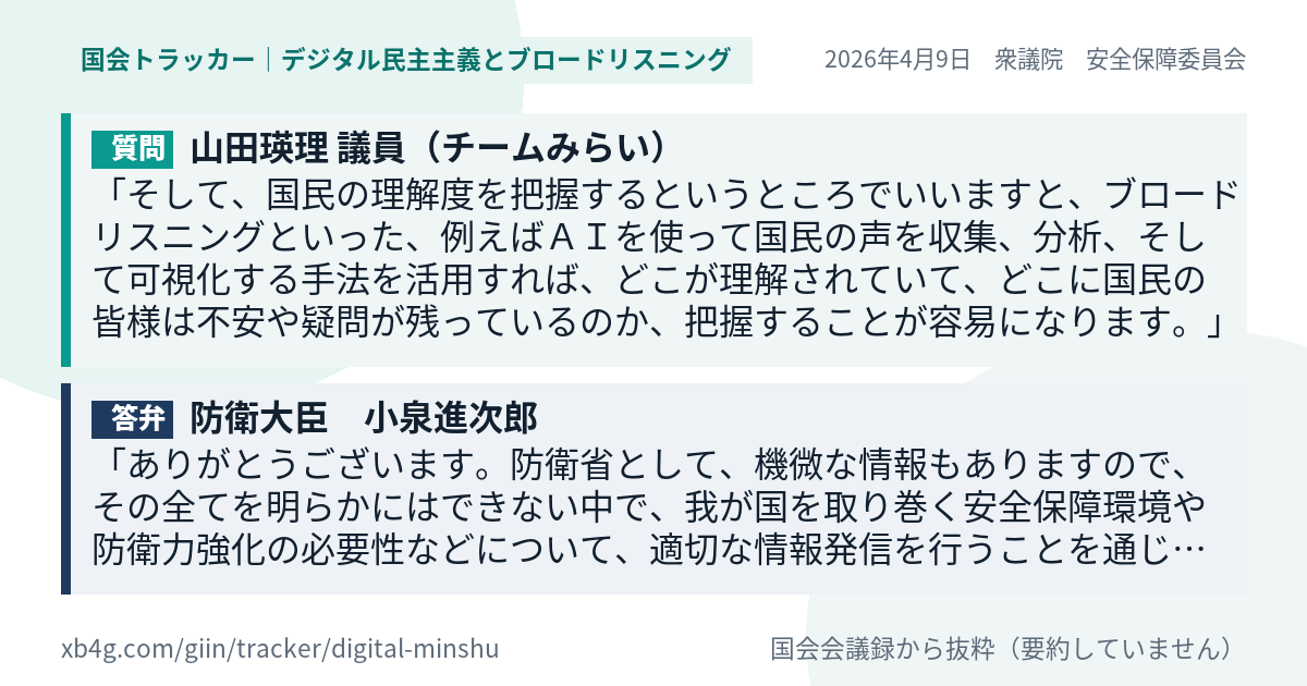 質問と答弁のカード