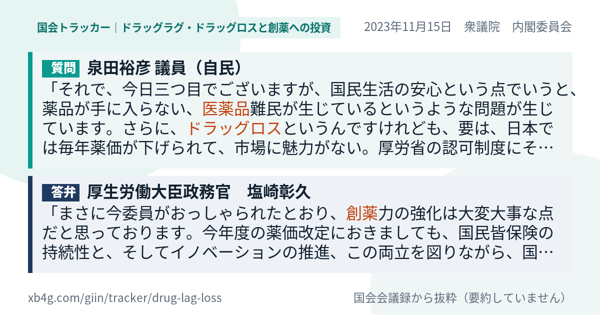 質問と答弁のカード