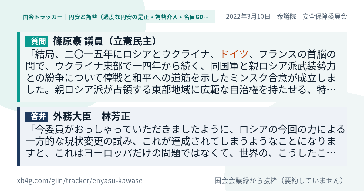 質問と答弁のカード