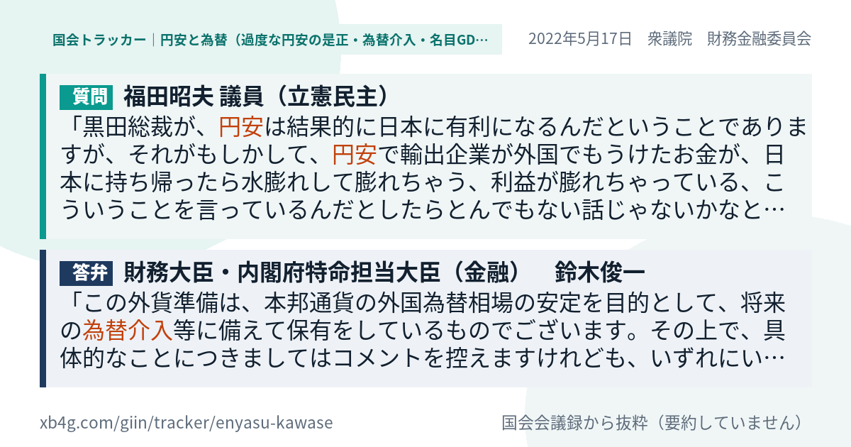 質問と答弁のカード