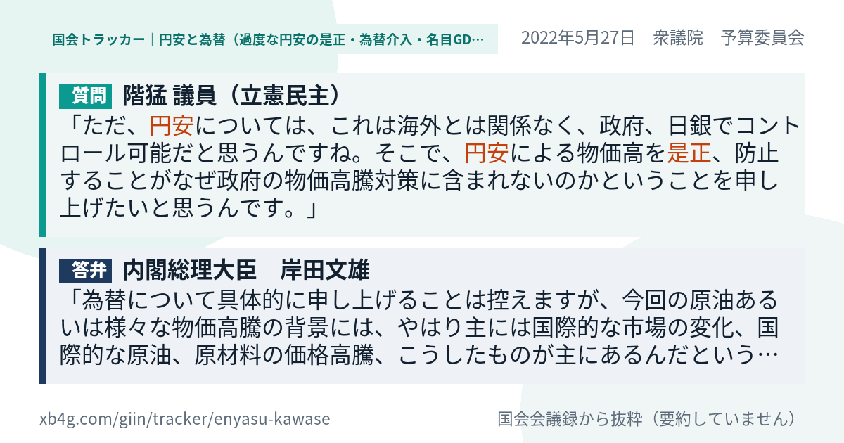 質問と答弁のカード