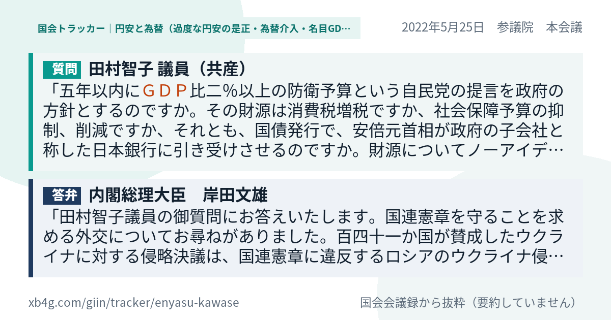 質問と答弁のカード