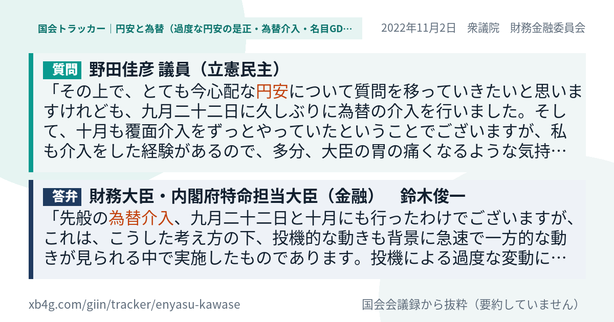 質問と答弁のカード