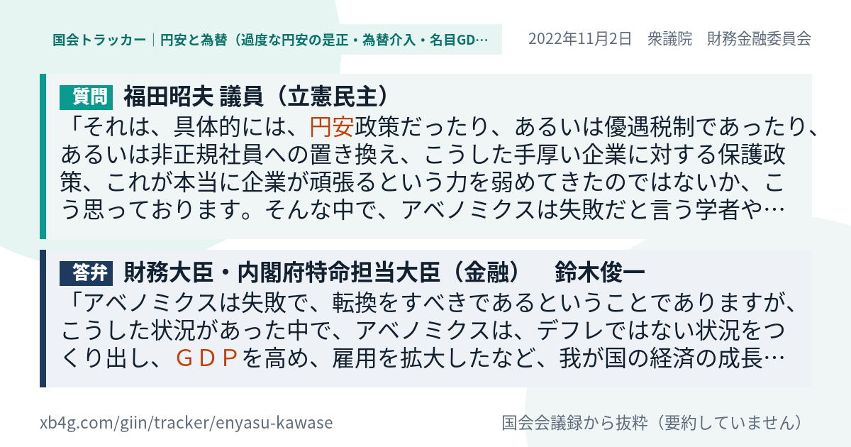 質問と答弁のカード
