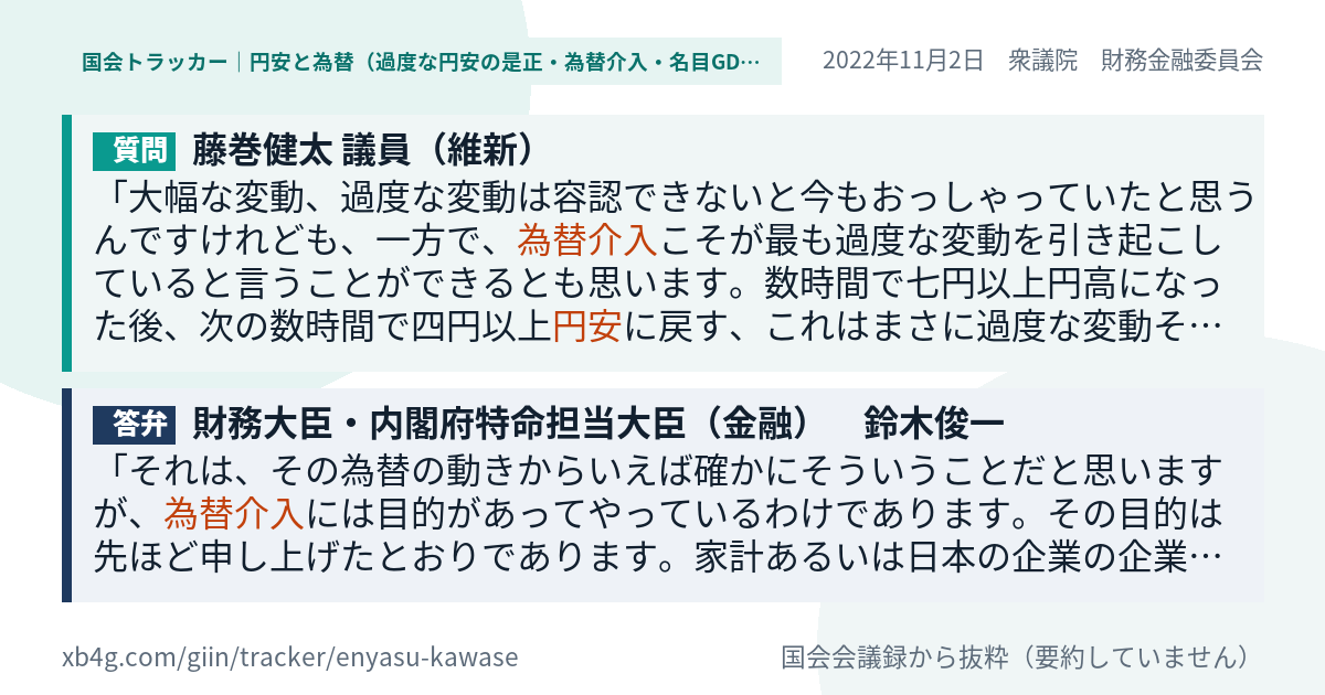質問と答弁のカード