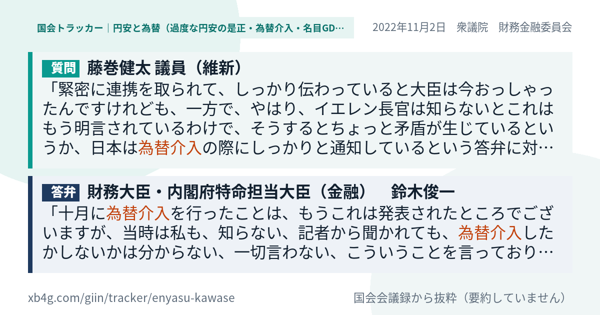 質問と答弁のカード