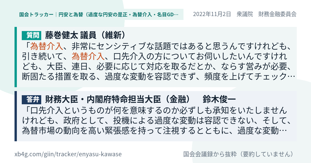 質問と答弁のカード
