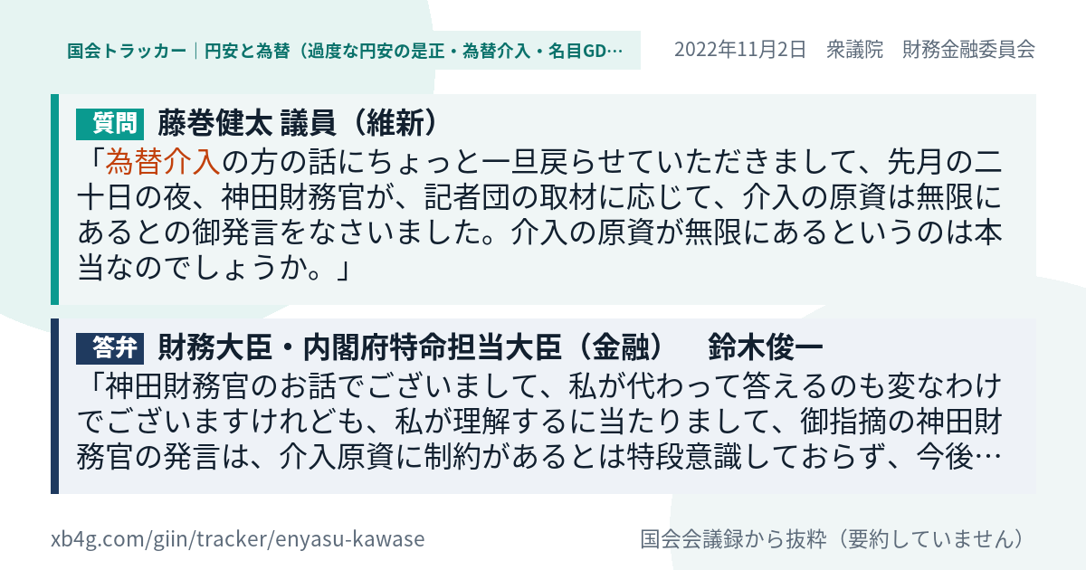 質問と答弁のカード