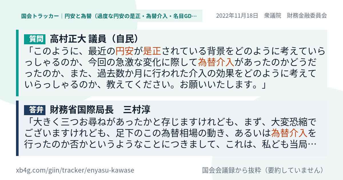 質問と答弁のカード