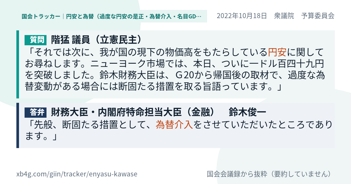 質問と答弁のカード