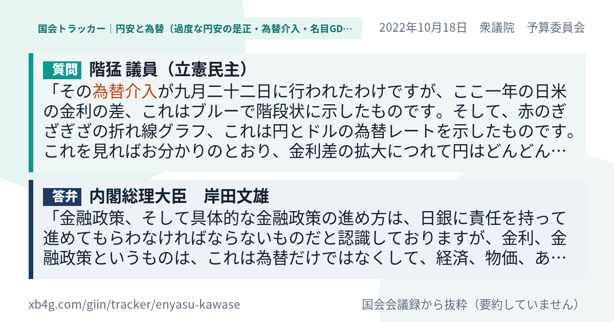質問と答弁のカード