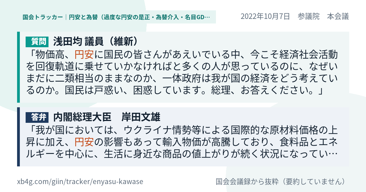 質問と答弁のカード