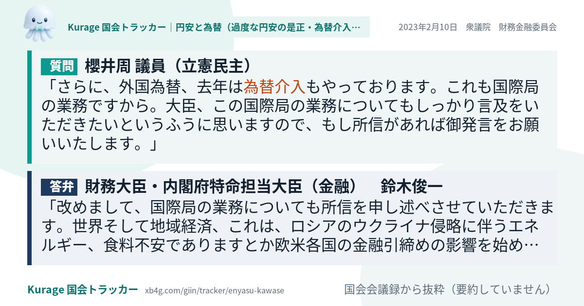 質問と答弁のカード
