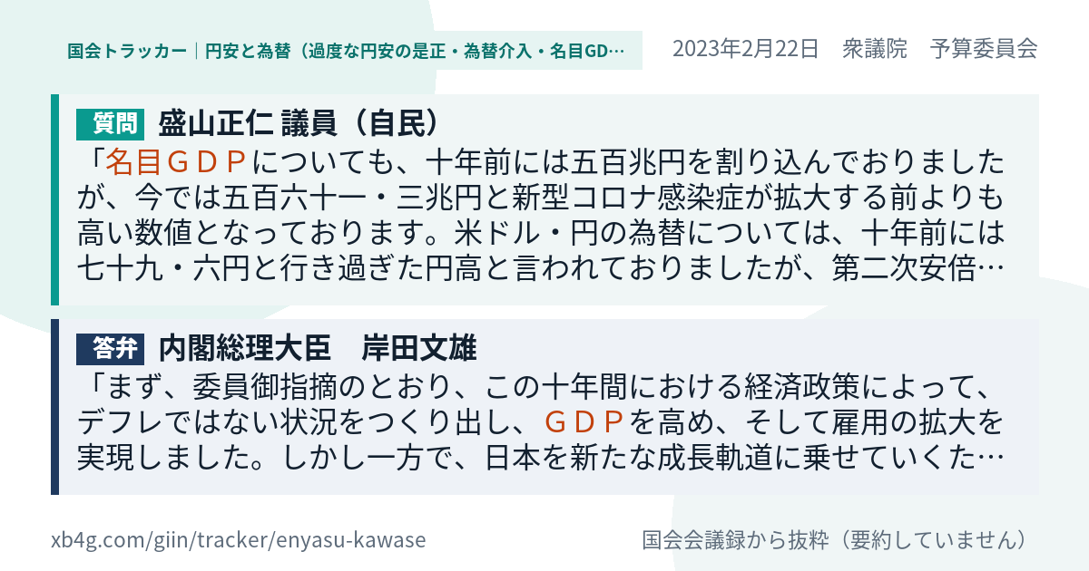 質問と答弁のカード