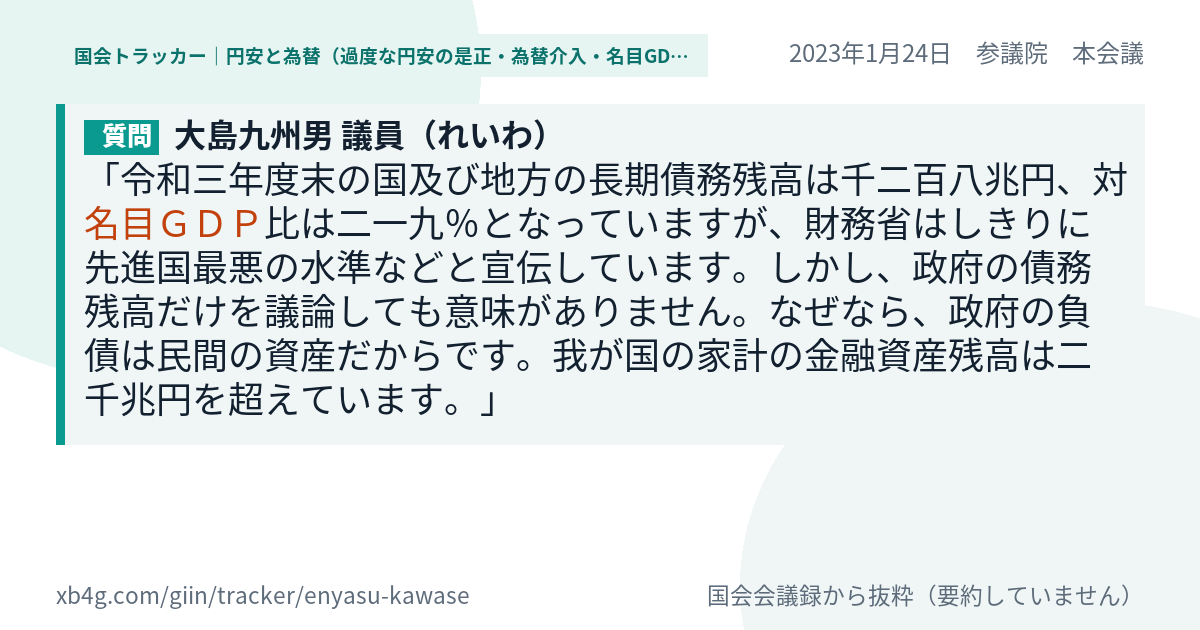 質問と答弁のカード