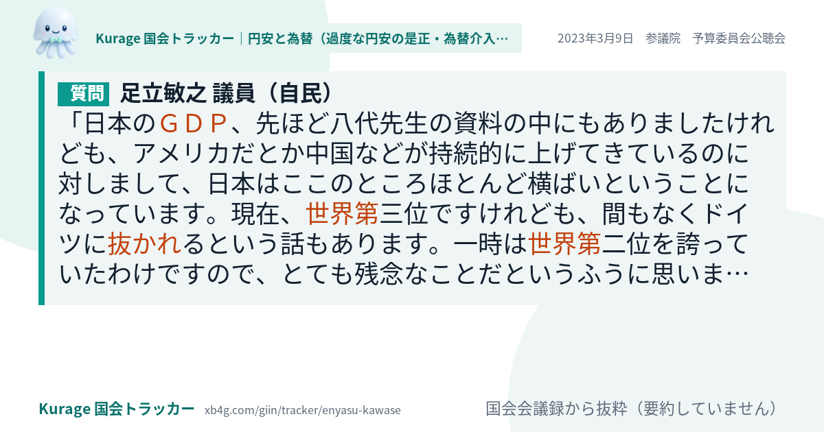 質問と答弁のカード