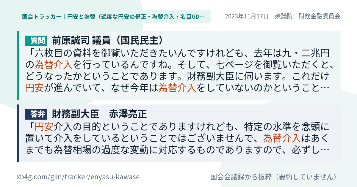 質問と答弁のカード