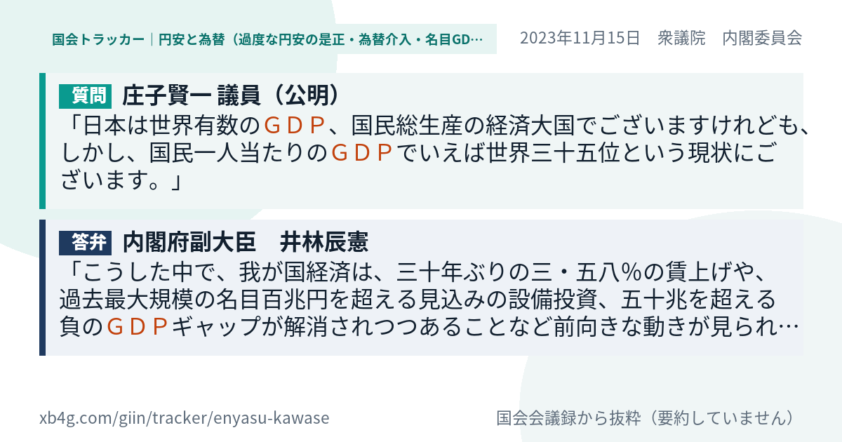 質問と答弁のカード