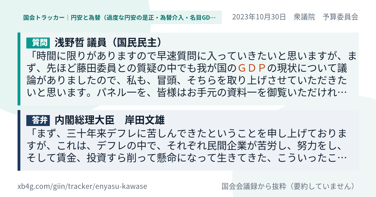 質問と答弁のカード