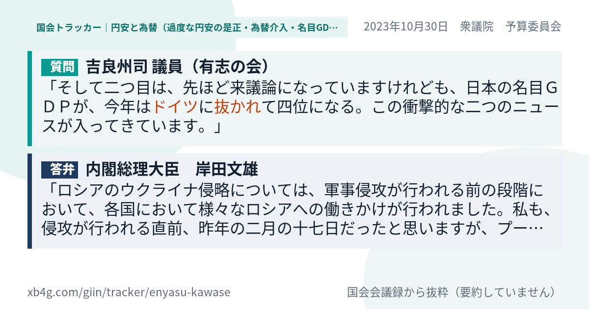 質問と答弁のカード