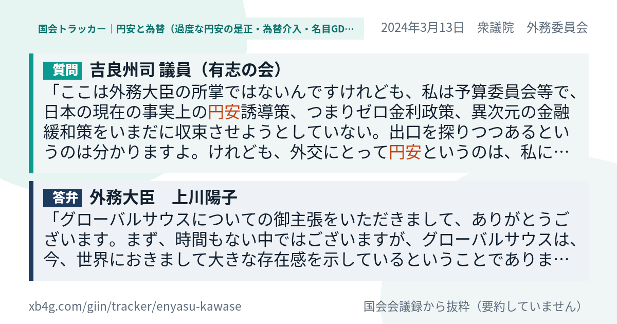 質問と答弁のカード