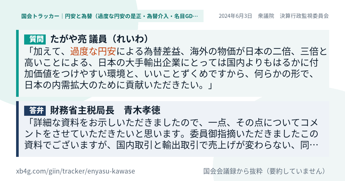 質問と答弁のカード