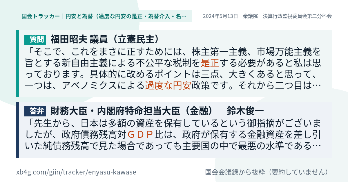 質問と答弁のカード