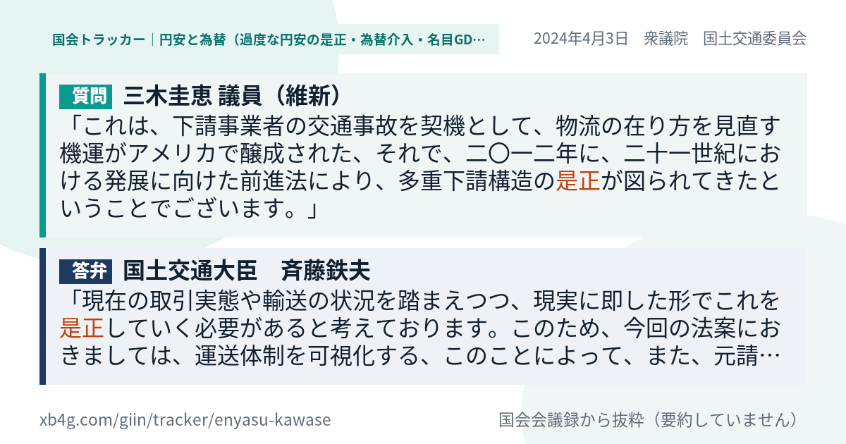 質問と答弁のカード