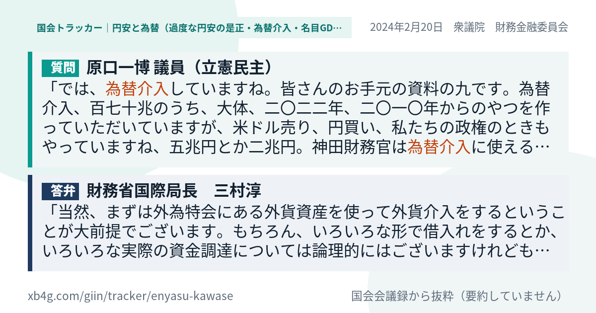 質問と答弁のカード