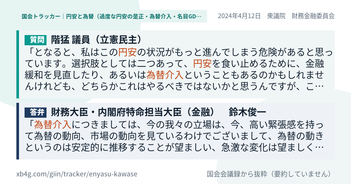 質問と答弁のカード