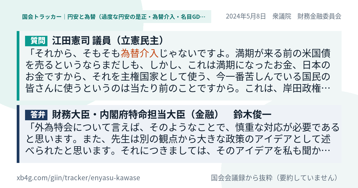 質問と答弁のカード