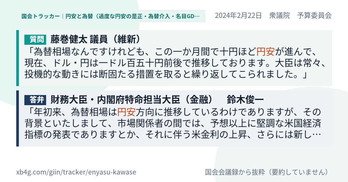 質問と答弁のカード